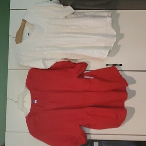 2X 2XL Lot of 2 New Old Navy Short-Sleeved Peasant Blouses New W/Tags Cotton